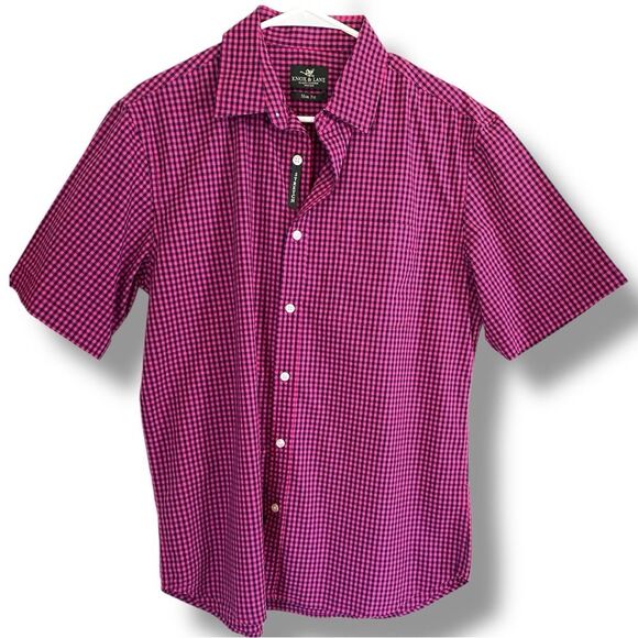Other - Knox & Lane Slim fit bottom Down Shirt Pink and Navy Bleu Size Medium